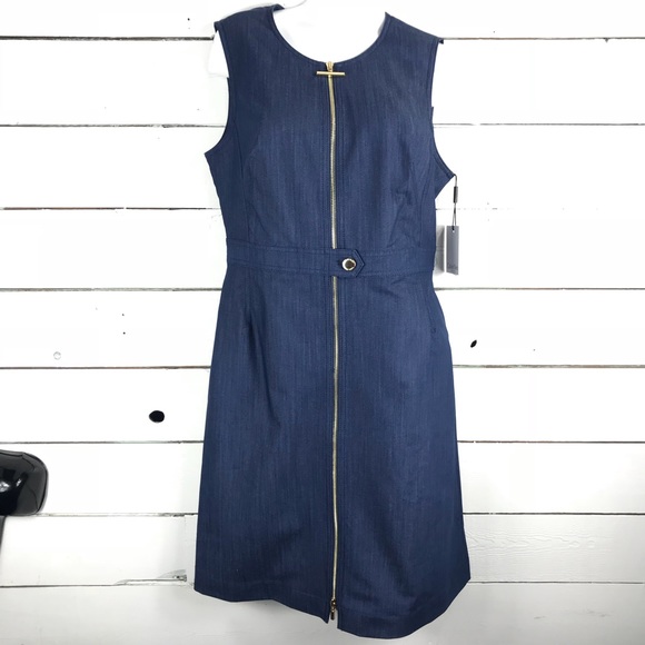 calvin klein denim dress zipper